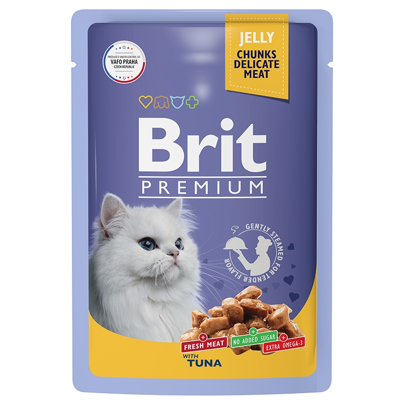 фото Влажный корм для кошек brit premium тунец в желе 14 шт х 85 гр