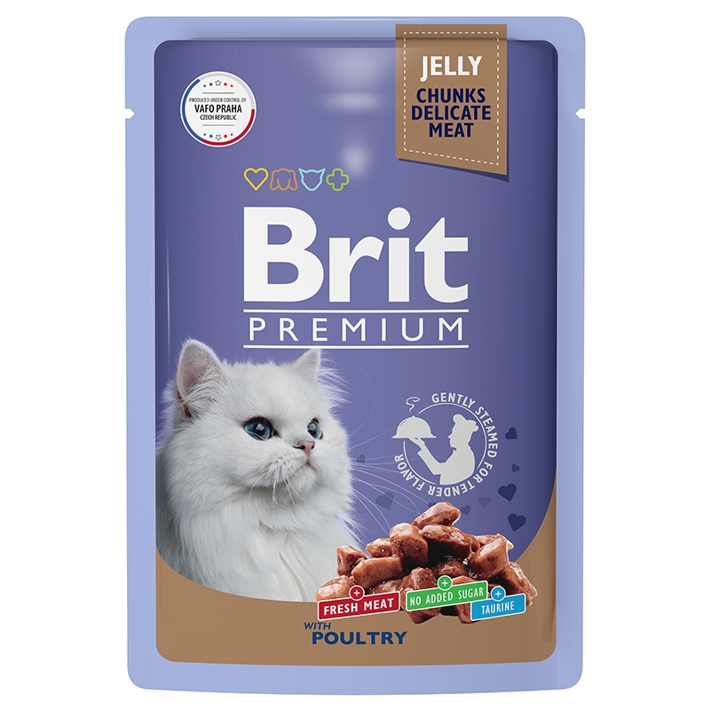 Влажный корм для кошек Brit Premium ассорти из птицы в желе, 14шт по 85г