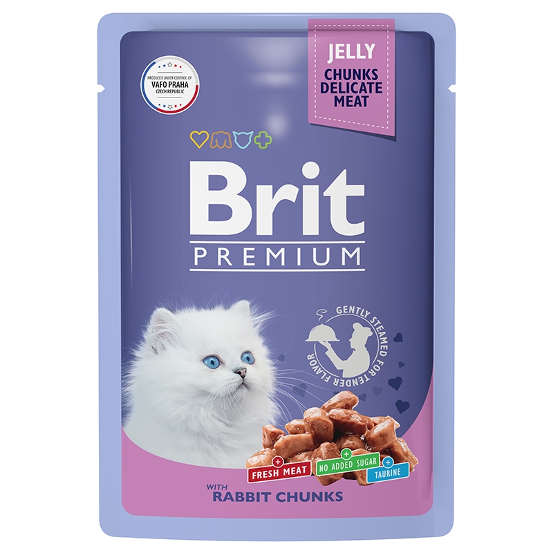 фото Влажный корм для котят brit premium кролик в желе 14 шт х 85 гр