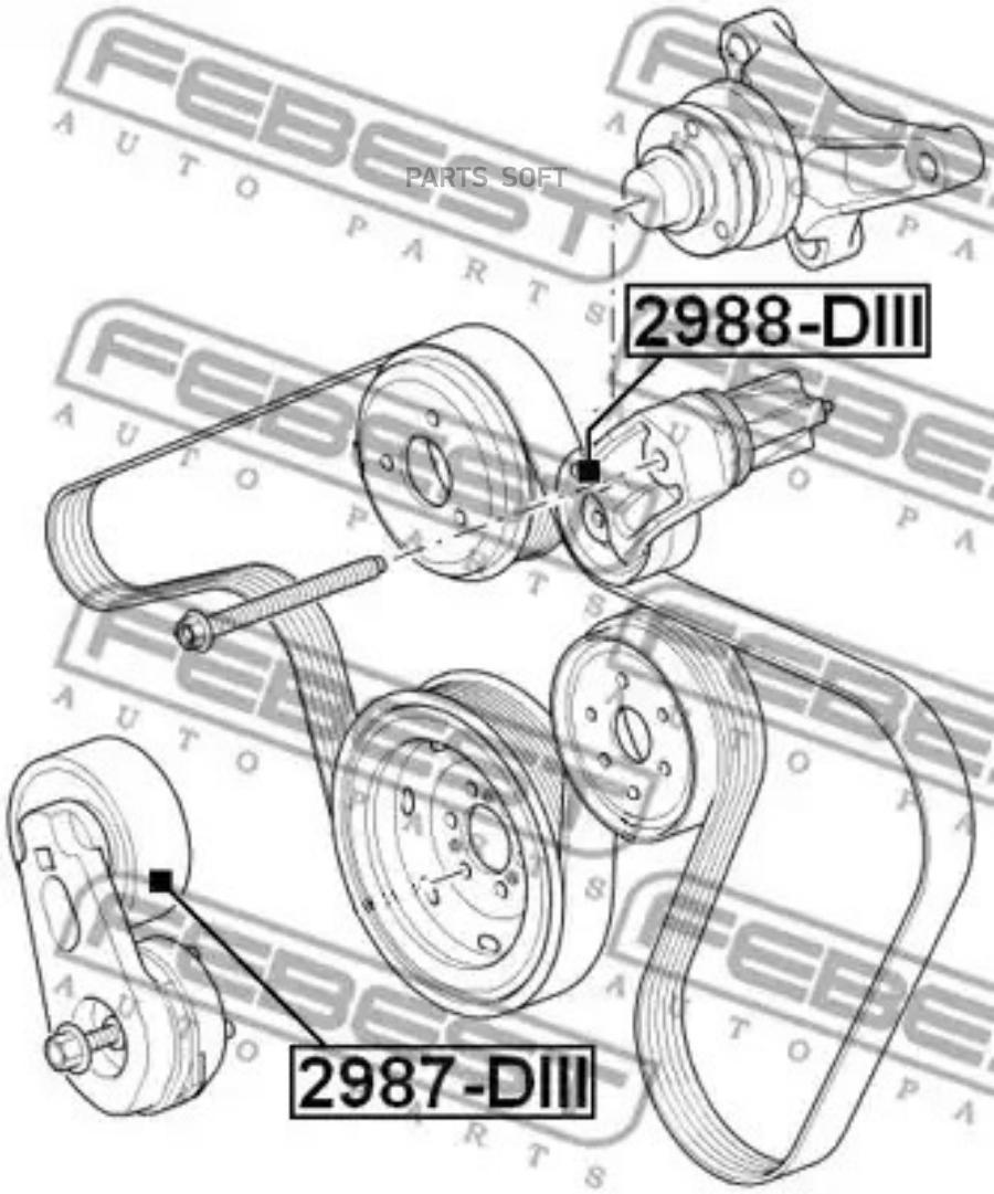 FEBEST Ролик ручремня с натяжителем LAND ROVER DISCOVERY III 2005-2009 FEBEST 2987-DIII 2209₽