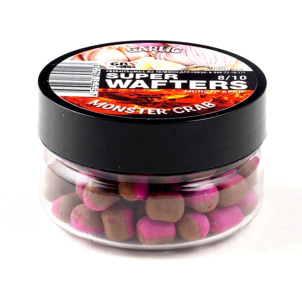 

Вафтерсы GBS BaITS Super Wafters 8x10 мм 66 гр Чеснок и Монстр-Краб, Super Wafters 8x10 мм