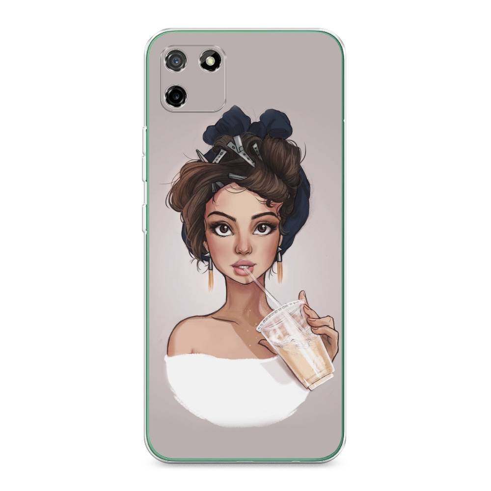 

Чехол на Realme C11 2020 "Девушка с фраппе", Серый, 253850-6