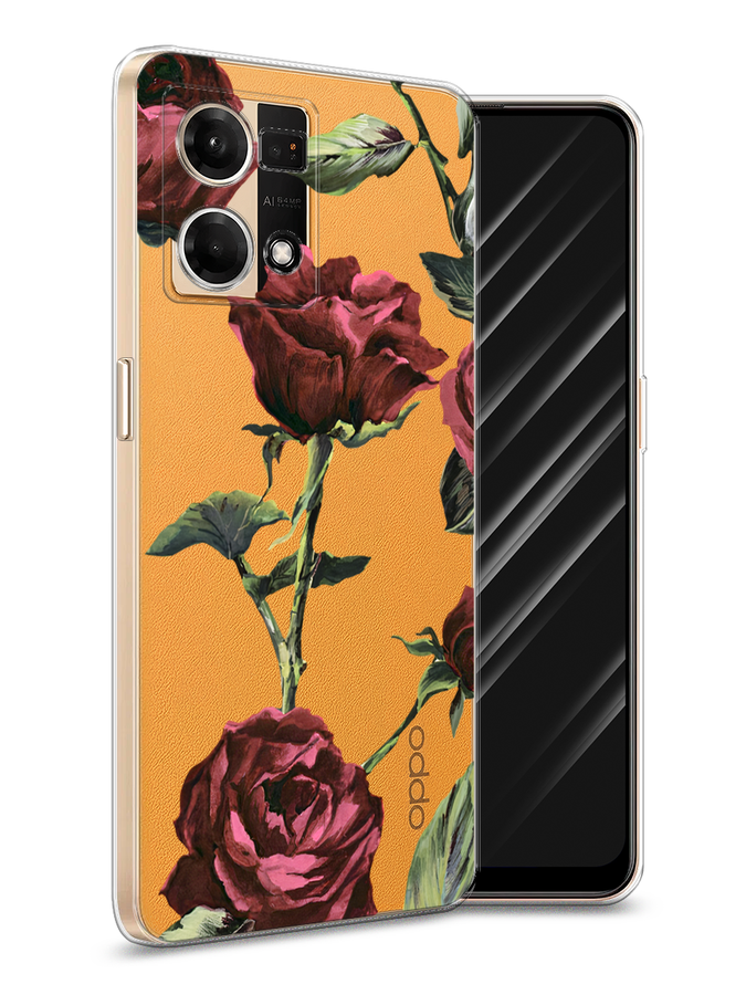 

Чехол Awog на Oppo Reno 8 4G "Бордовые розы фон", Красный, 2511450-8