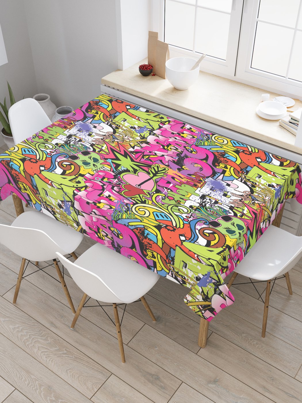 

Скатерть прямоугольная JoyArty "Граффити на стене" из сатена, 120x145 см, Фиолетовый, Граффити на стене