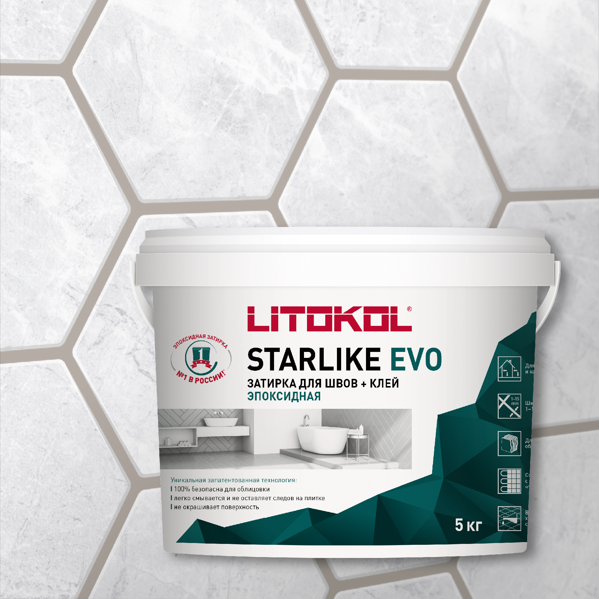 

Затирка LITOKOL STARLIKE EVO S.210 Greige 5кг, Зеленый, LITOKOL-1