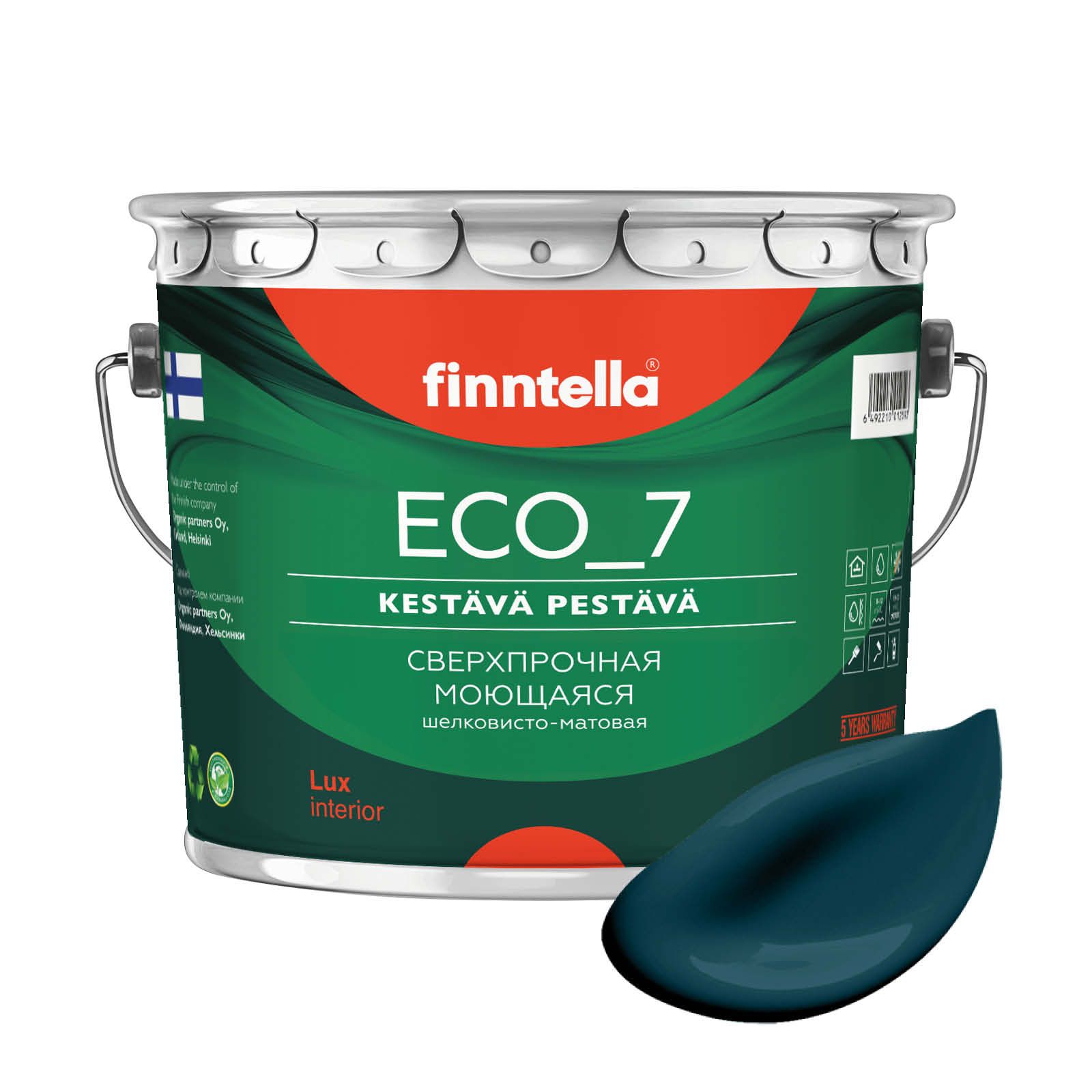 

Высокостойкая интерьерная краска FINNTELLA ECO_7 с оптическим эффеком EggShell. Усилена по, Зеленый, интерьерная ECO_7 EggShell с защитой от пятен и царапин