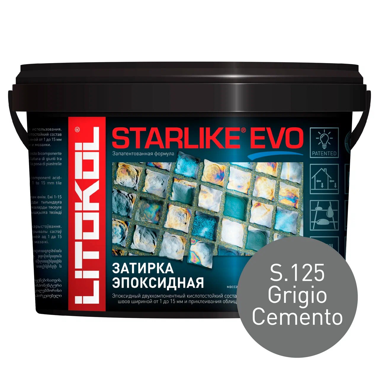 фото Затирка litokol starlike evo s.125 grigio cemento 2,5кг