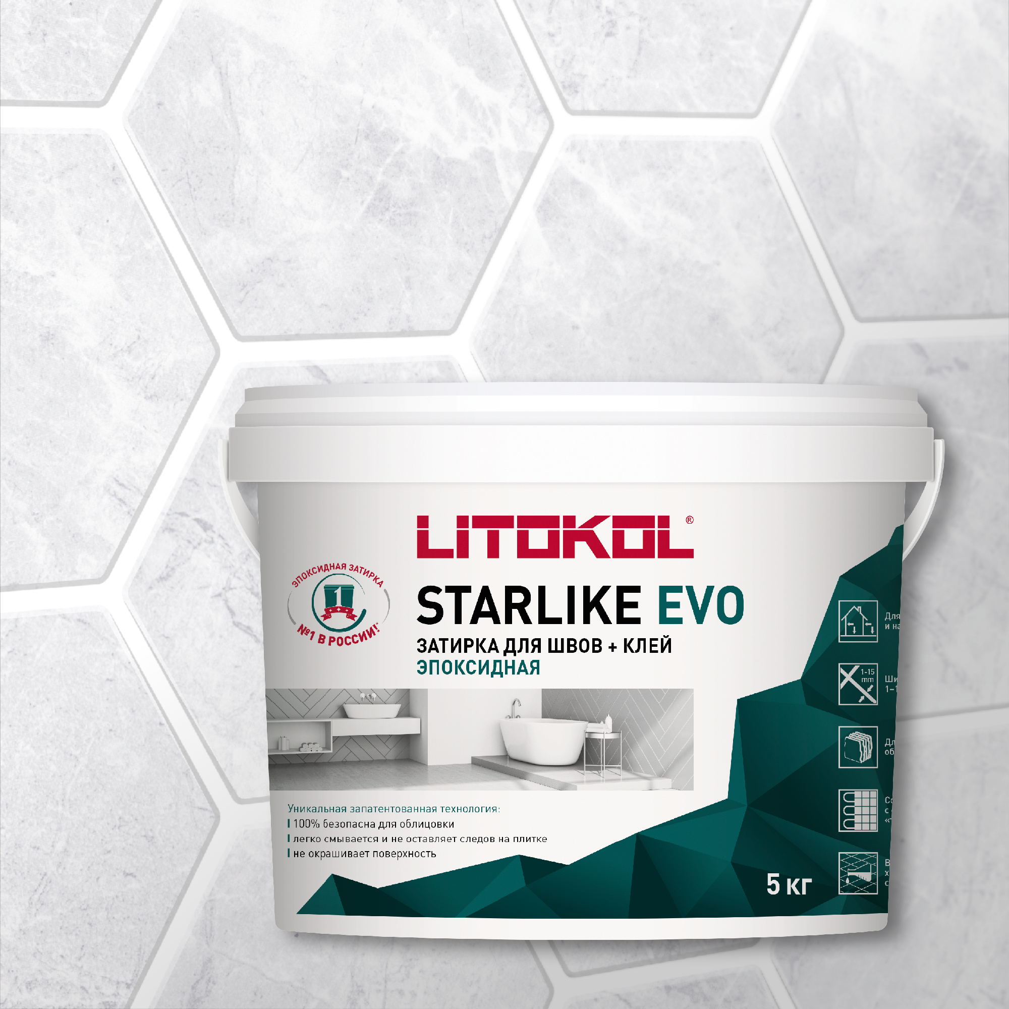 

Затирка LITOKOL STARLIKE EVO S.100 BIANCO ASSOLUTO 5кг, Белый, LITOKOL-1