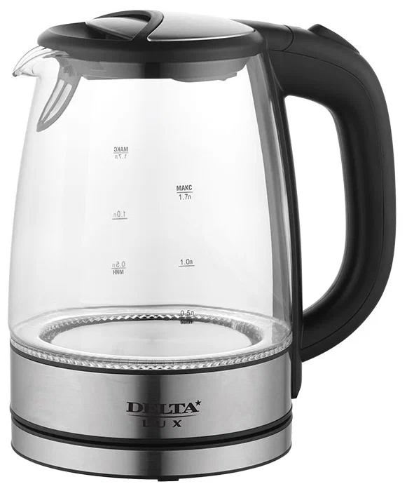 

Чайник электрический Delta Lux DL-1204В 1.7 л черный, серебристый, DL-1204В
