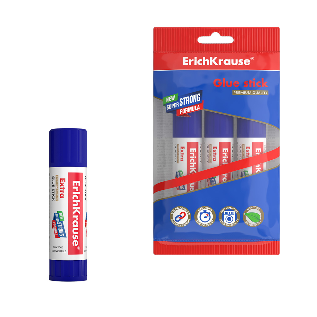 

Клей-карандаш ErichKrause Extra,59639, 15г в пакете по 3 шт
