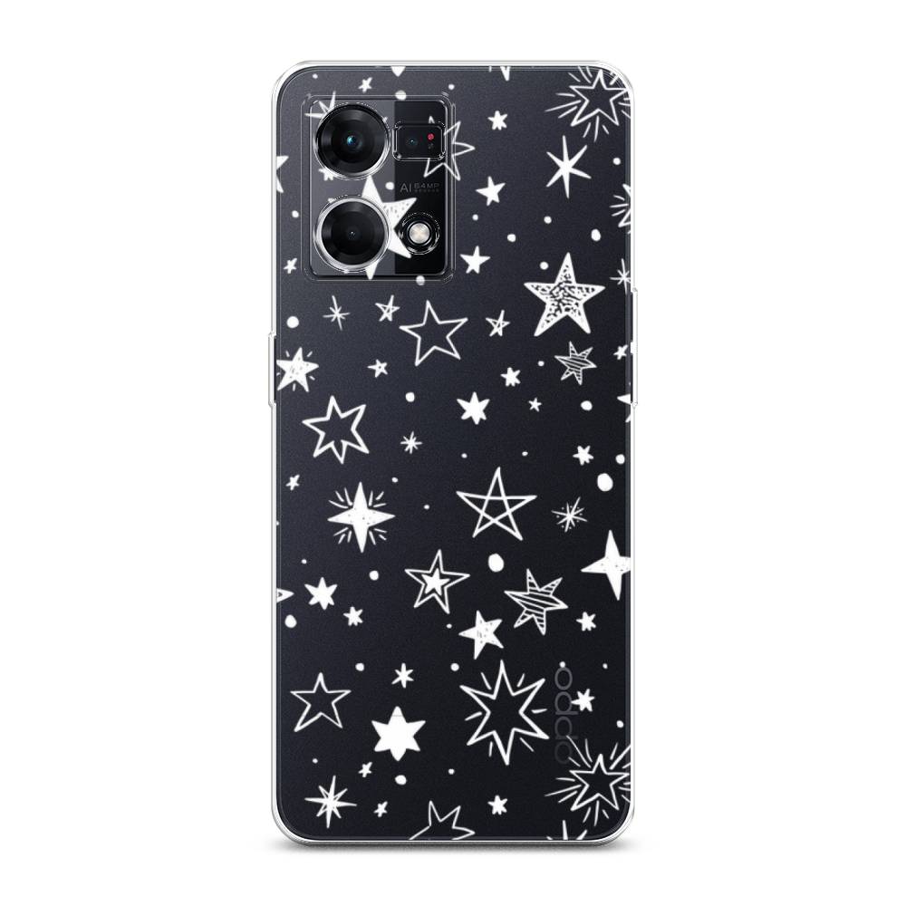 фото Чехол awog для oppo reno 8 4g "звездочки графика белая"