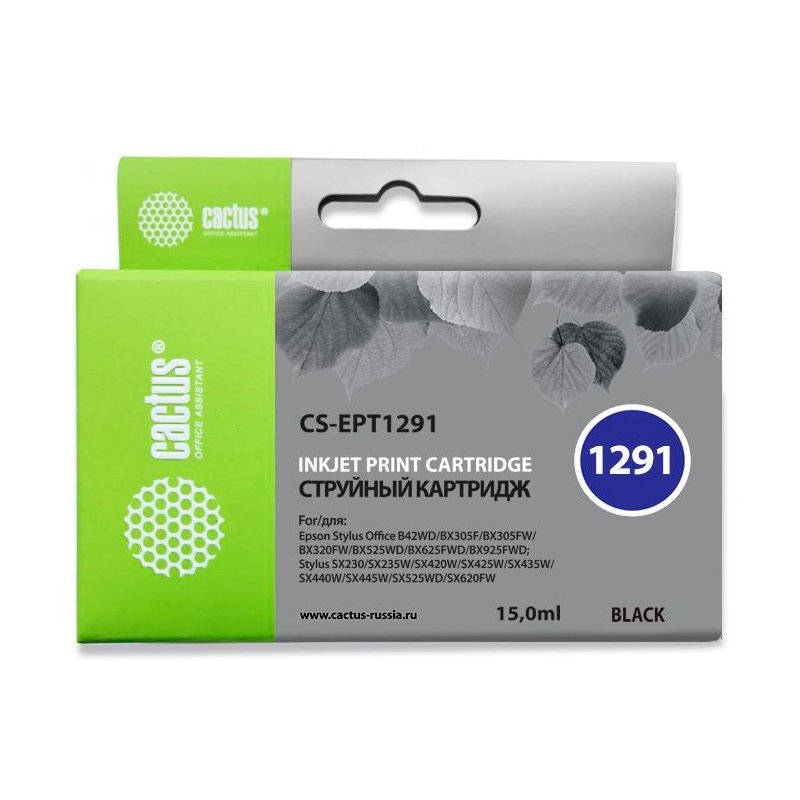 

Картридж для струйного принтера CACTUS (CS-EPT1291) черный, совместимый