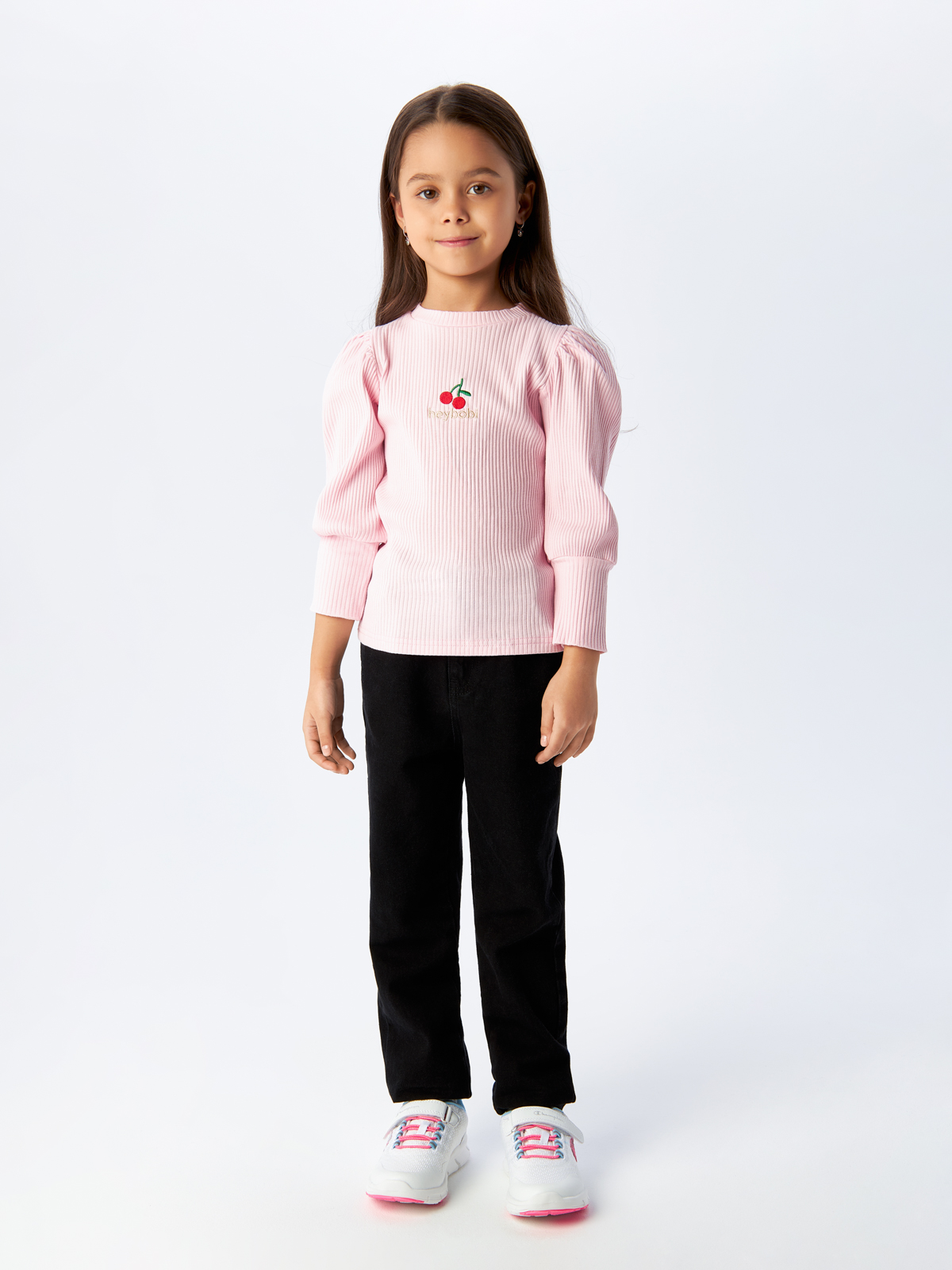 Лонгслив XiaoLiu для девочек, 130 см, SDM23K0205-8 хлопковый комплект для девочек красный лонгслив и красные брюки