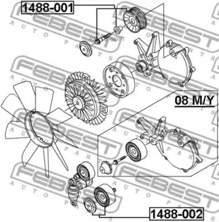 FEBEST Ролик ручремня SSANG YONG KYRON 2005-2012 FEBEST 1488-001 2280₽