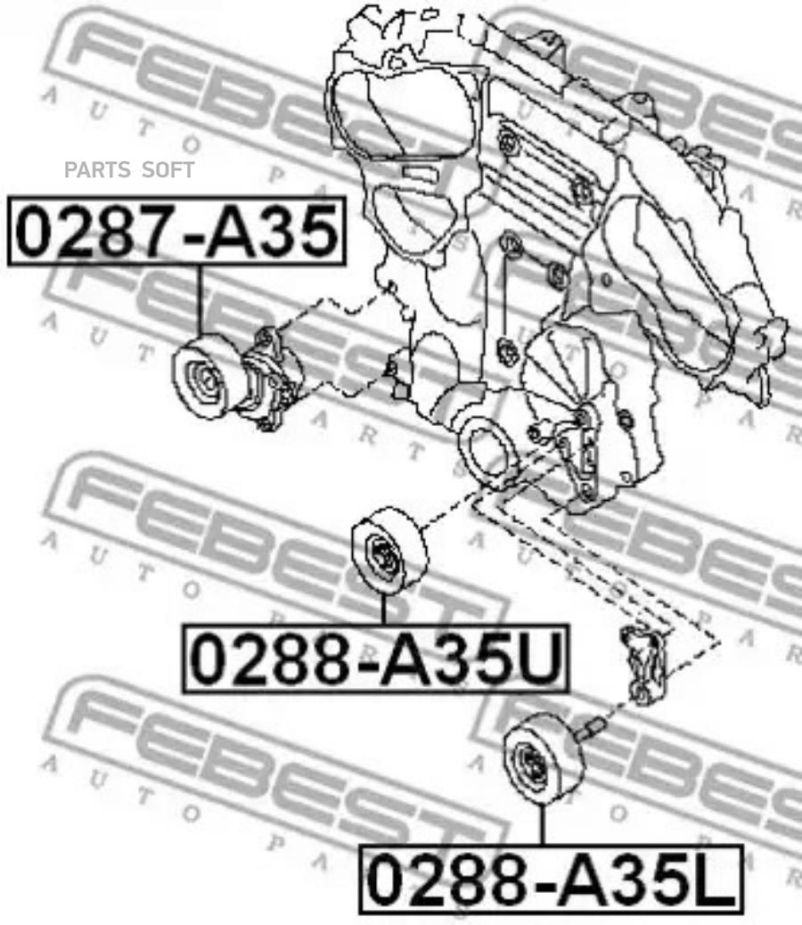 

FEBEST Ролик руч.ремня NISSAN MURANO Z51 2007-2014 FEBEST 0288-A35L