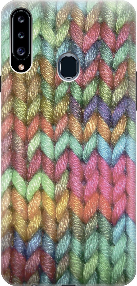 

Силиконовый чехол на Samsung Galaxy A20s с принтом "Разноцветная вязка", Голубой;зеленый, 2844