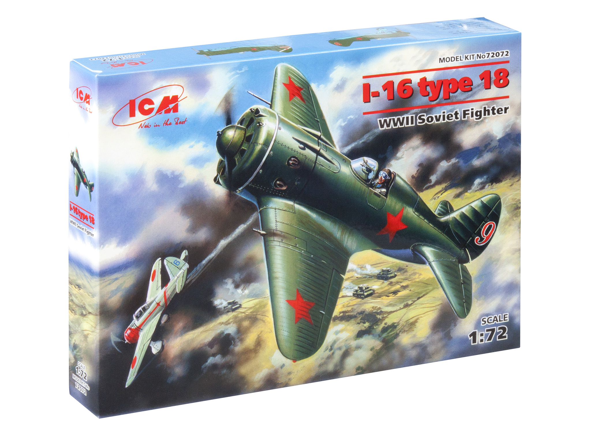 

Сборная модель ICM 1/72 Cоветский истребитель 2МВ И-16 тип 18 72072