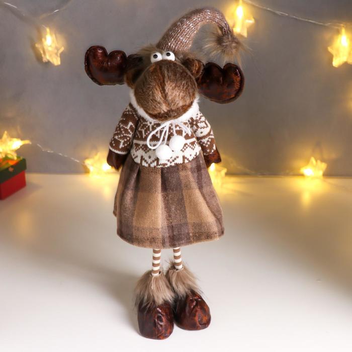 

Кукла интерьерная "Лосик в юбке в клеточку, и свитере с узорами" 57х12х17 см
