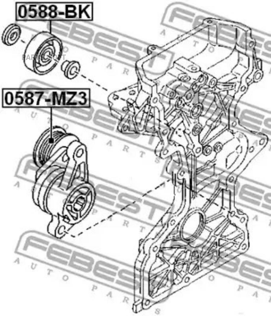 

FEBEST Ролик руч.ремня MAZDA 36 1.8-2.3 2002=> FEBEST 0587-MZ3