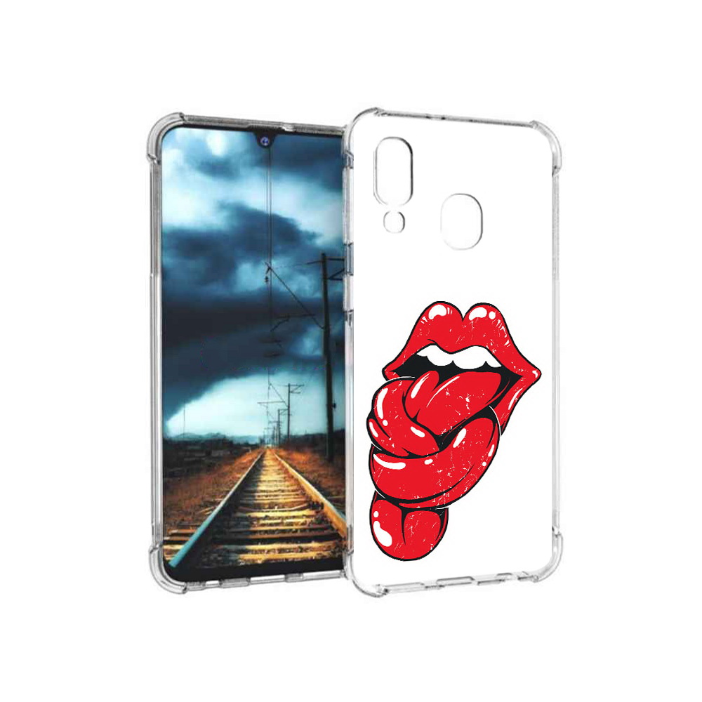 

Чехол MyPads Tocco для Samsung Galaxy A40 яркие губы с языком (PT128655.504.705), Прозрачный, Tocco