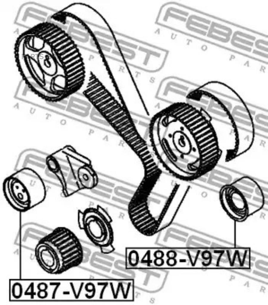

FEBEST Ролик обводной ремня грм FEBEST 0488-V97W