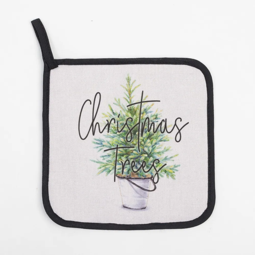 

Прихватка «Christmas trees» 19х19 см, саржа, 100% х/л, ватин 250 г/м2, Серый