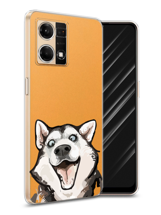 

Чехол Awog на Oppo Reno 8 4G "Радостный хаски", Белый;голубой;черный, 2511450-1