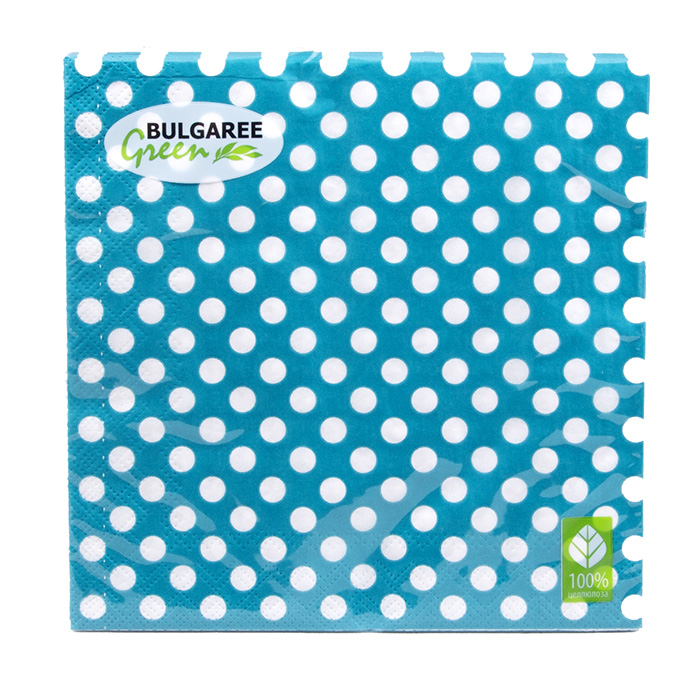 

Салфетки сухие Bulgaree Green Горох на бирюзовом 33 x 33 см 20 шт