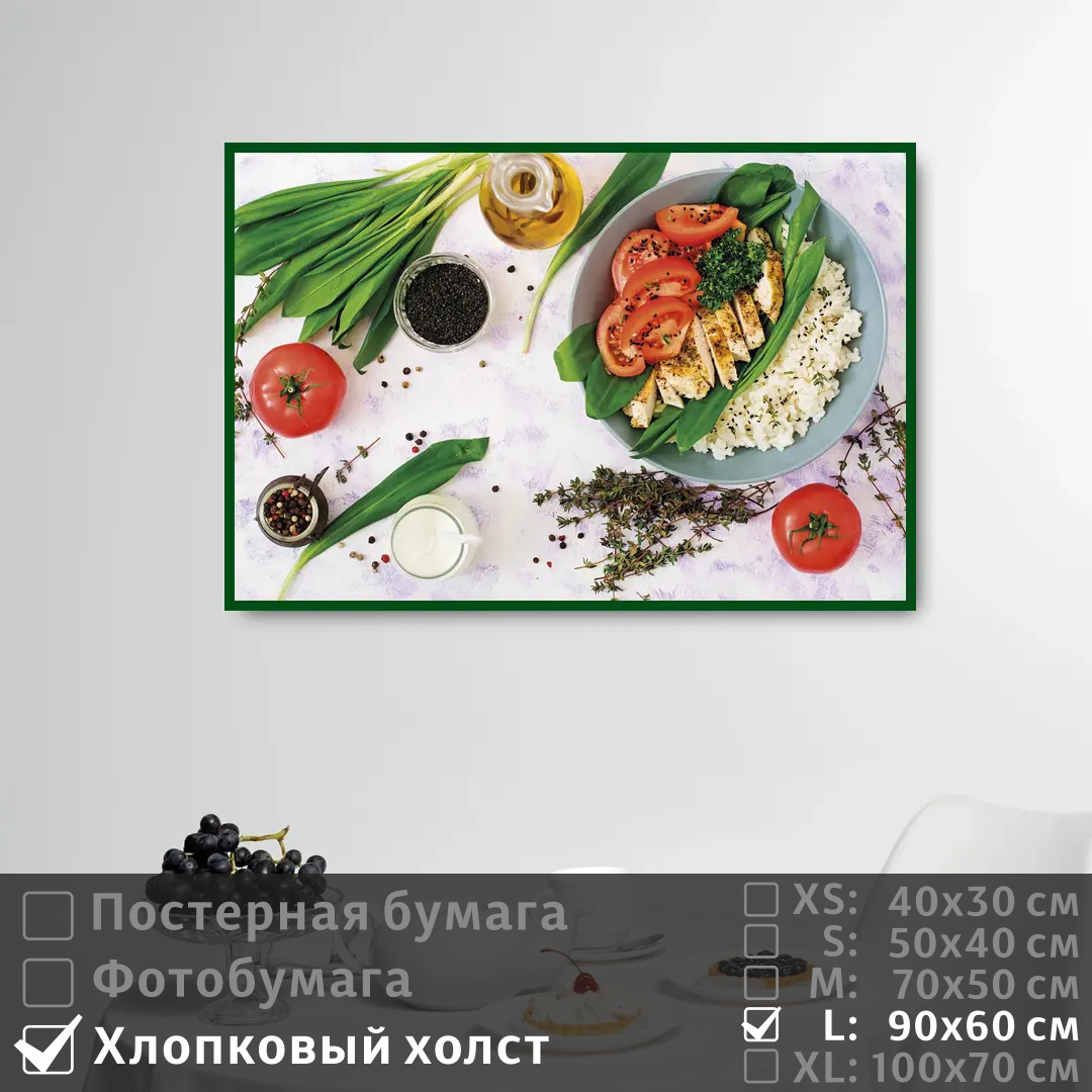 

Постер на холсте ПолиЦентр Блюдо из мяса овощей и зелени 90х60 см, БлюдоИзМясаОвощейИЗелени