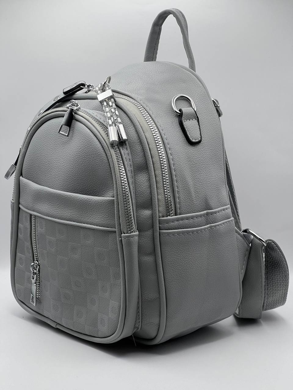 Сумка-рюкзак женская SunGold Р-59605 серая, 27х22х12 см