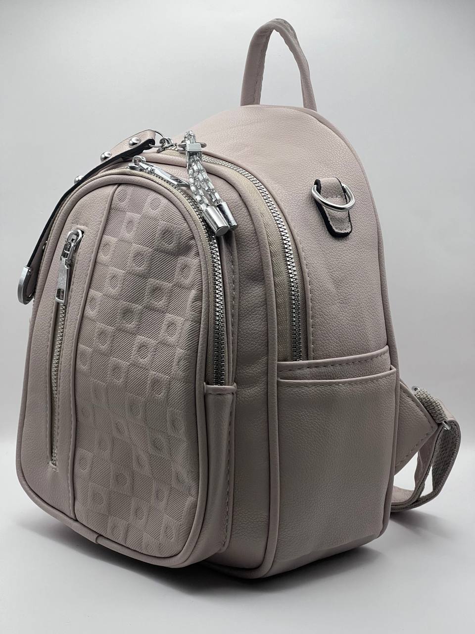 Сумка-рюкзак женская SunGold Р-92001 розовато-серая, 27х22х12 см