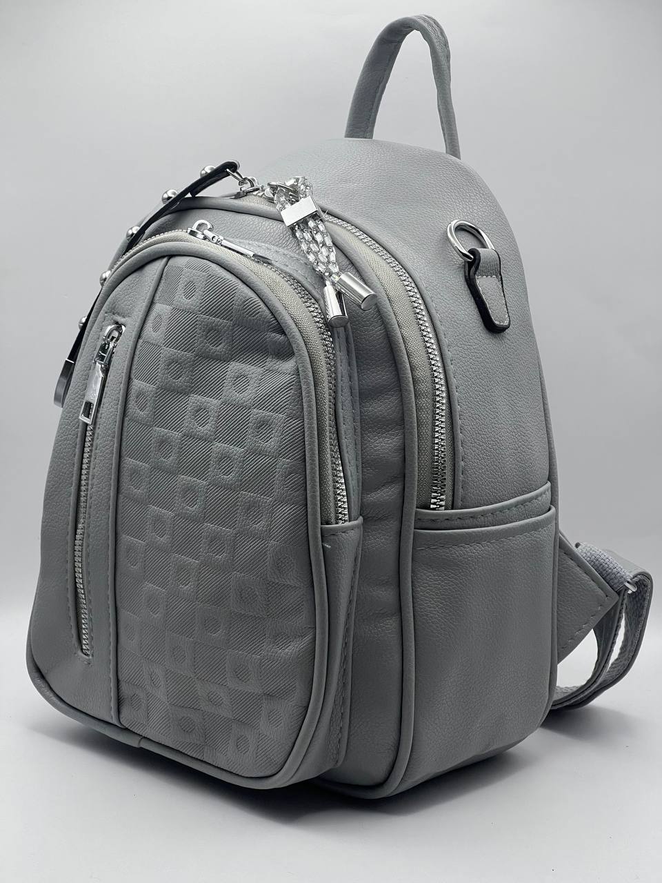 Сумка-рюкзак женская SunGold Р-92001 серая, 27х22х12 см