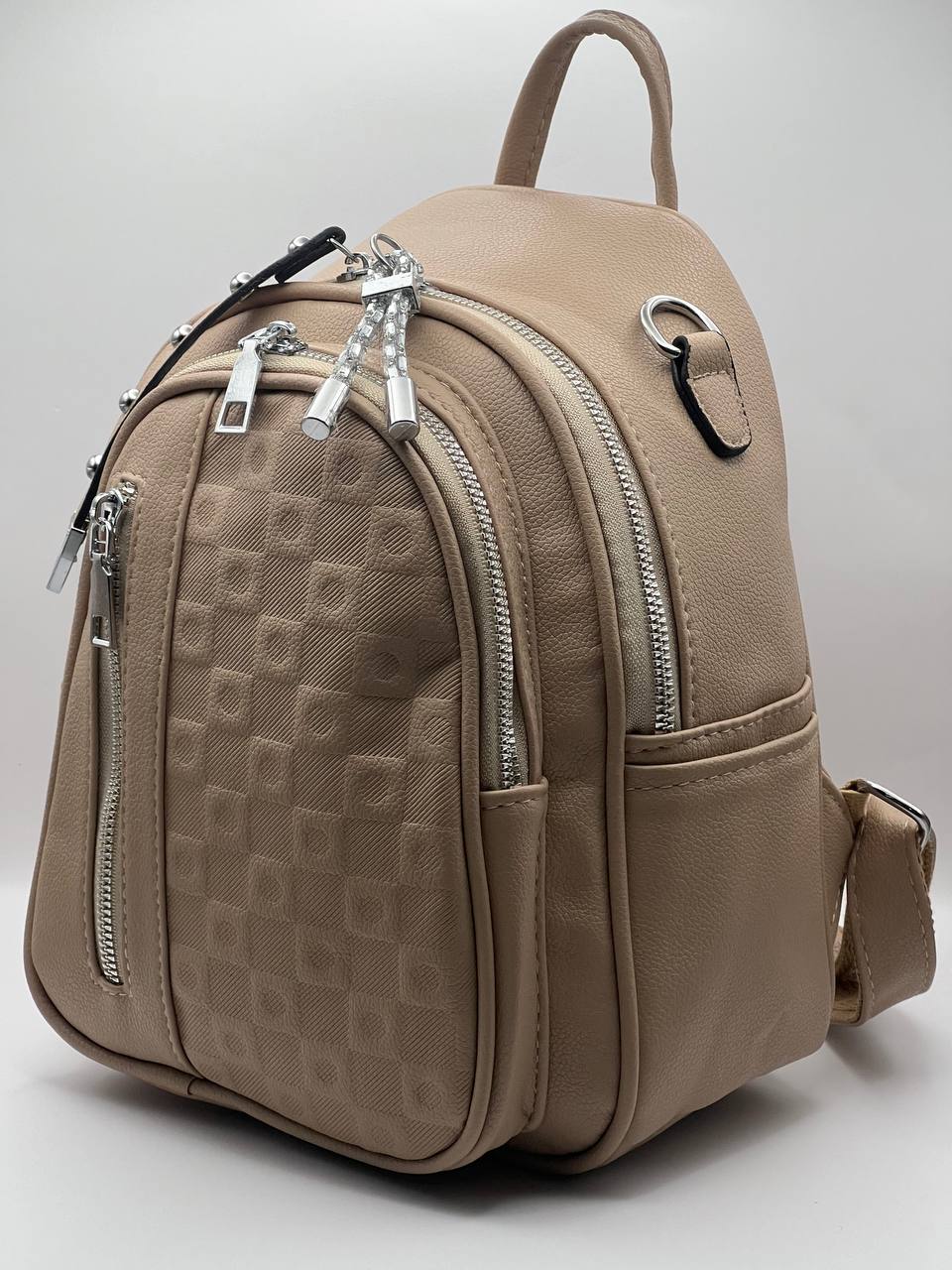 Сумка-рюкзак женская SunGold Р-92001 бежевая, 27х22х12 см