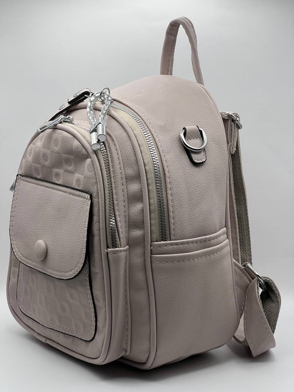 Сумка-рюкзак женская SunGold Р-92006 розовато-серая, 27х22х12 см
