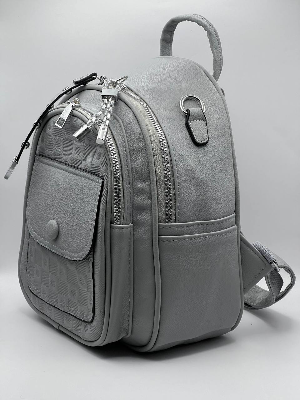 Сумка-рюкзак женская SunGold Р-92006 серая, 27х22х12 см