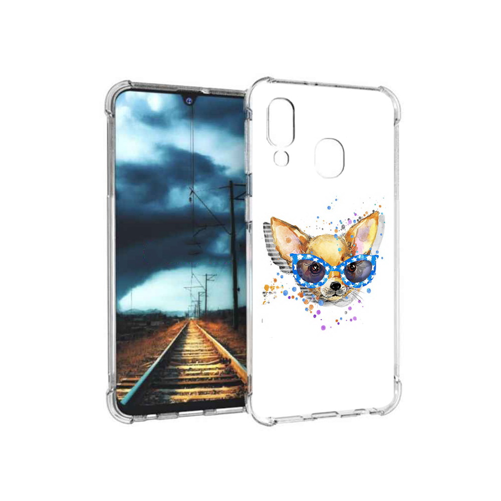 

Чехол MyPads Tocco для Samsung Galaxy A40 чихуа-хуа в очках (PT128655.504.691), Прозрачный, Tocco