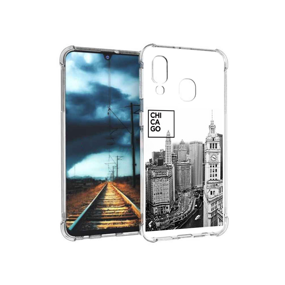 

Чехол MyPads Tocco для Samsung Galaxy A40 черно белый чикаго (PT128655.504.689), Прозрачный, Tocco