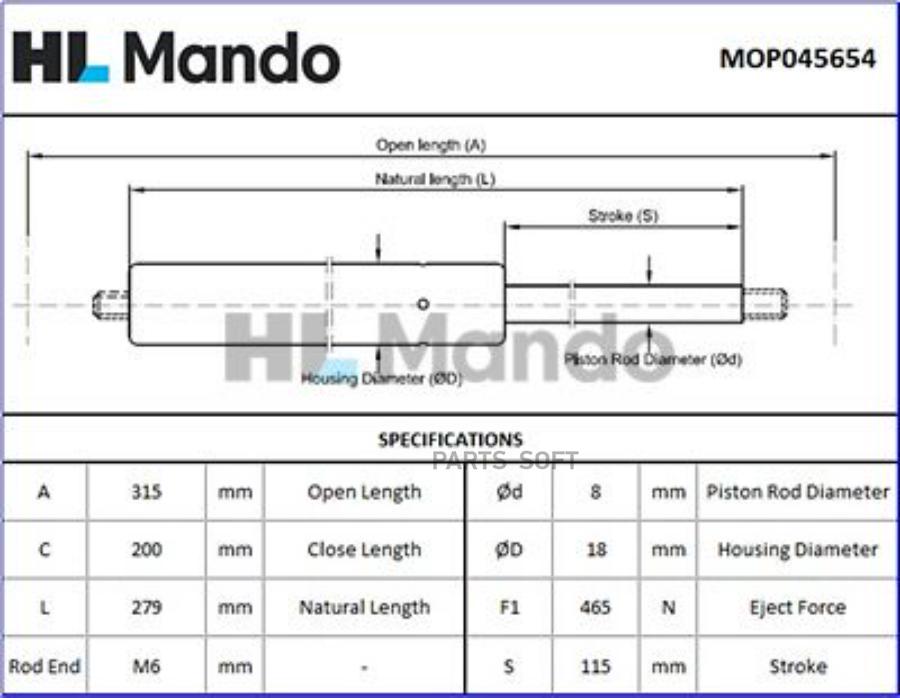 MOP045654_амортизатор багажника Nissan Primera Se Mando mop045654 748₽