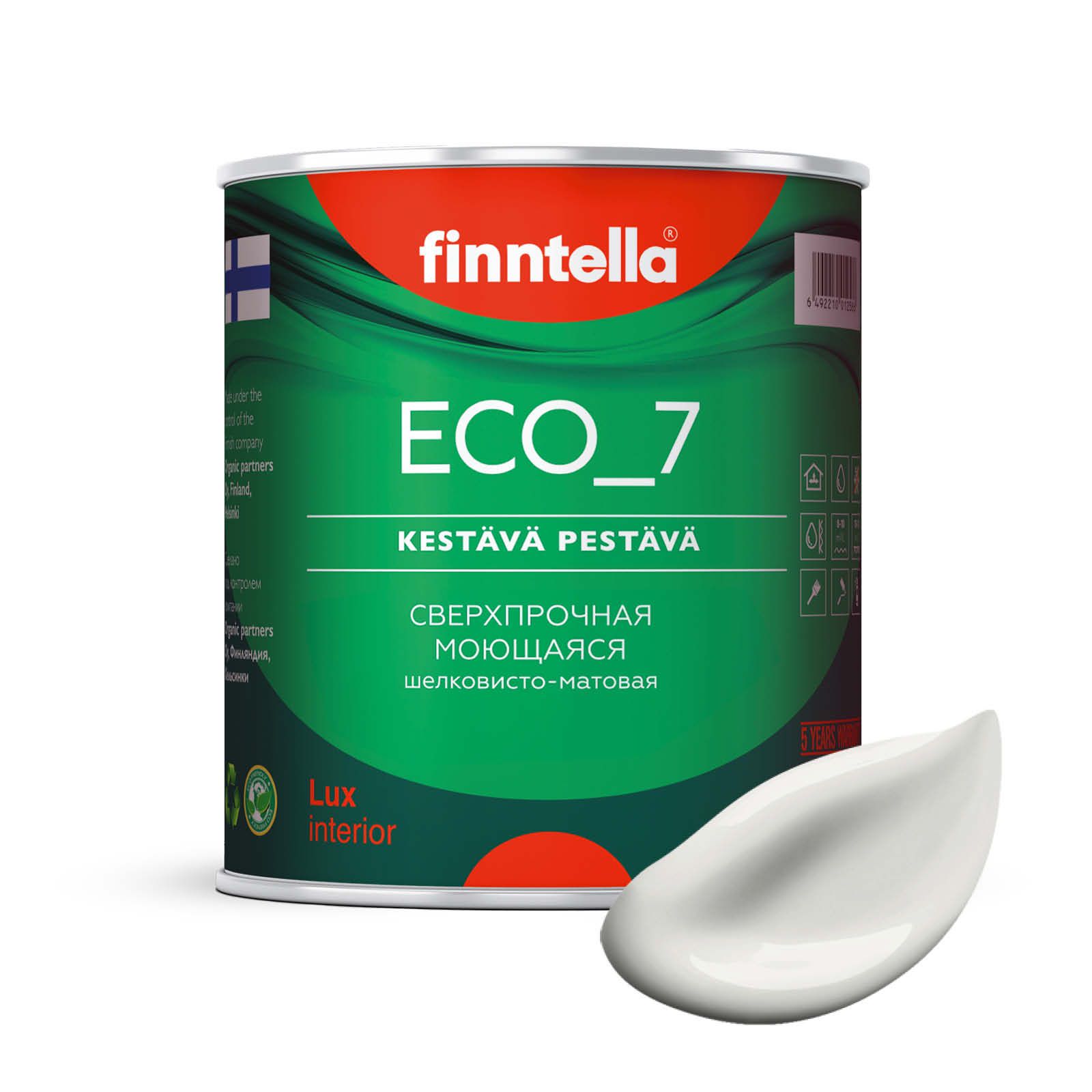 

Высокостойкая интерьерная краска FINNTELLA ECO_7 с оптическим эффеком EggShell. Усилена по, Белый, интерьерная ECO_7 EggShell с защитой от пятен и царапин