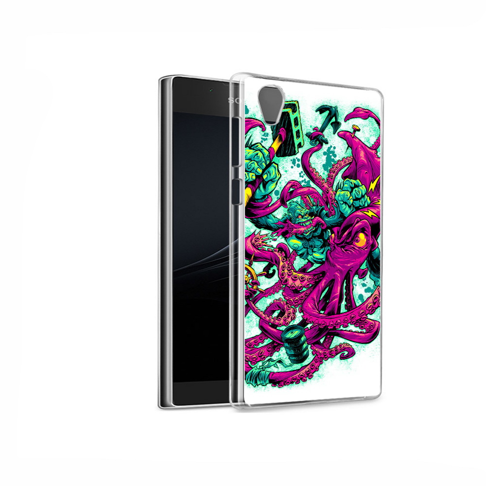 

Чехол MyPads Tocco для Sony Xperia L1 фиолетовый кракен (PT66853.250.657), Прозрачный, Tocco