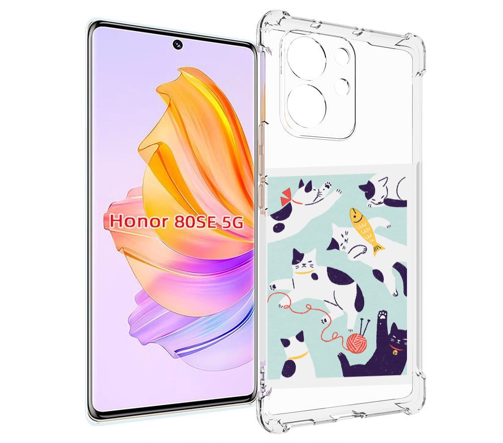 

Чехол MyPads коты-с-клубками для Honor 80 SE, Прозрачный, Tocco