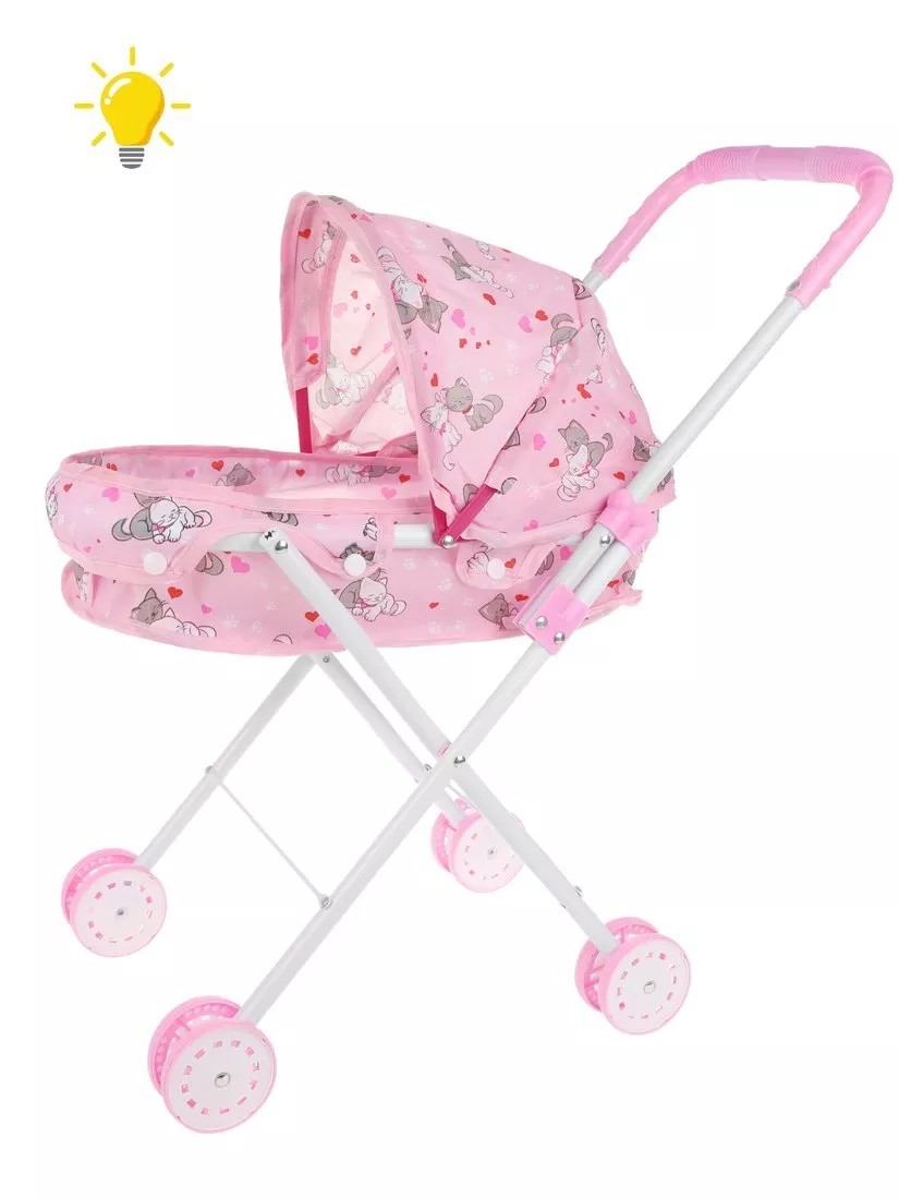 

Коляска-люлька Наша Игрушка светящаяся Котята, металл. M1263-4L