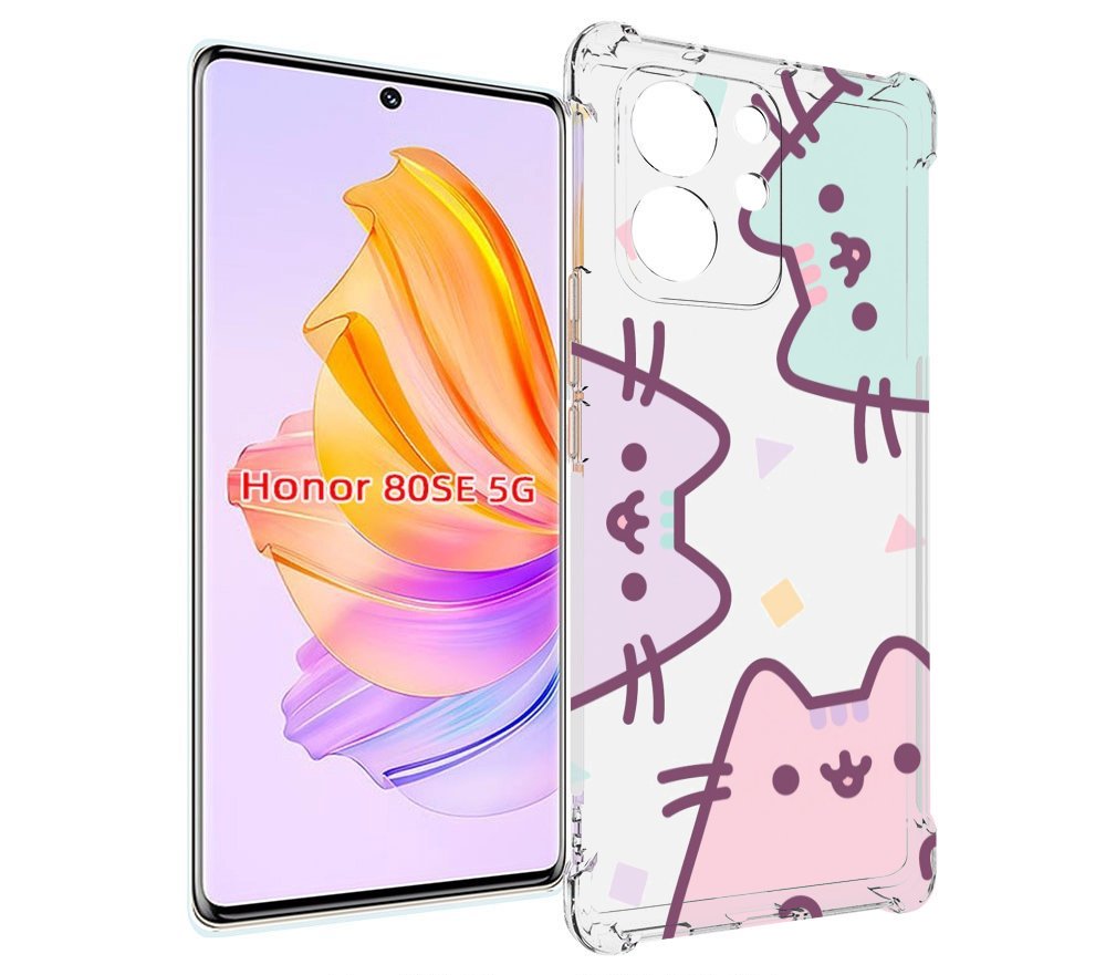 

Чехол MyPads котики зеленый фиолетовый розовый женский для Honor 80 SE, Прозрачный, Tocco