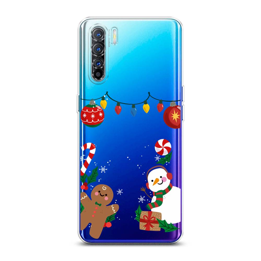 

Чехол на Oppo A91 "Новогоднее настроение", Коричневый;красный;зеленый, 252450-5
