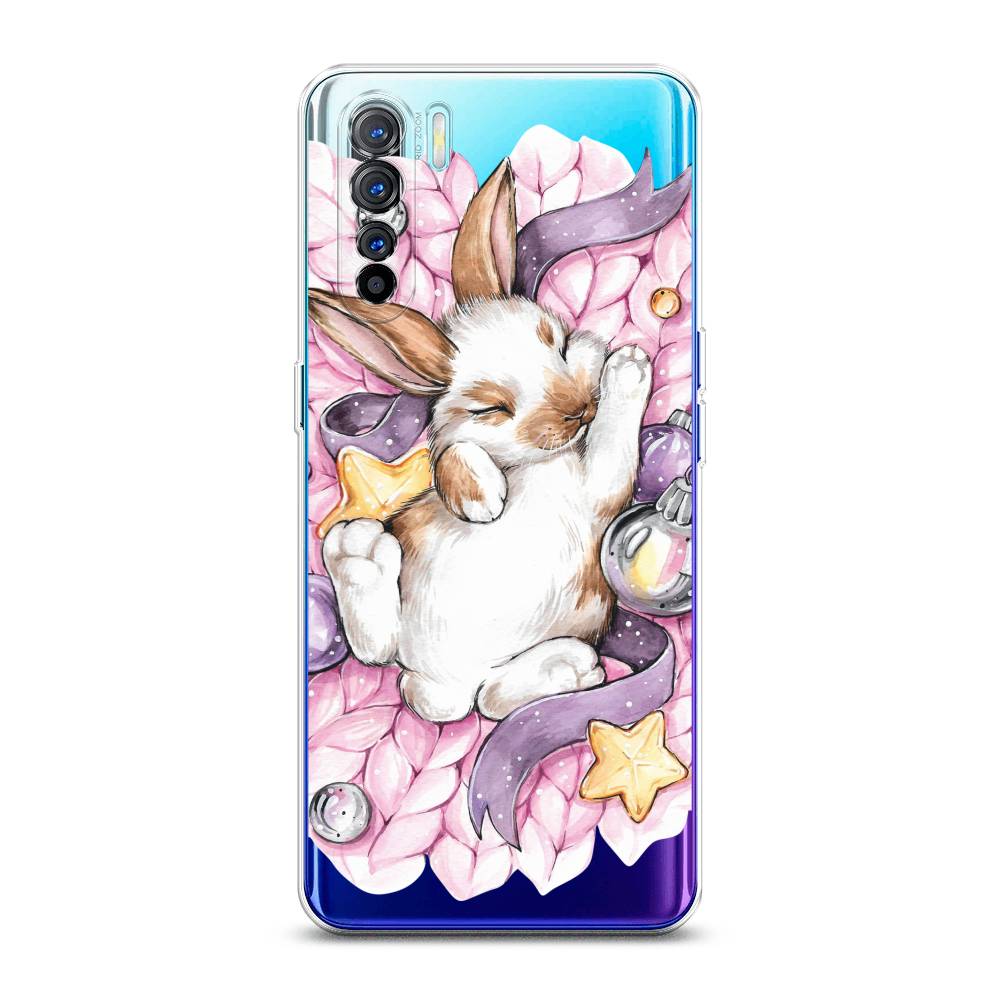 

Чехол на Oppo A91 "Кролик спит", Розовый;белый, 252450-5