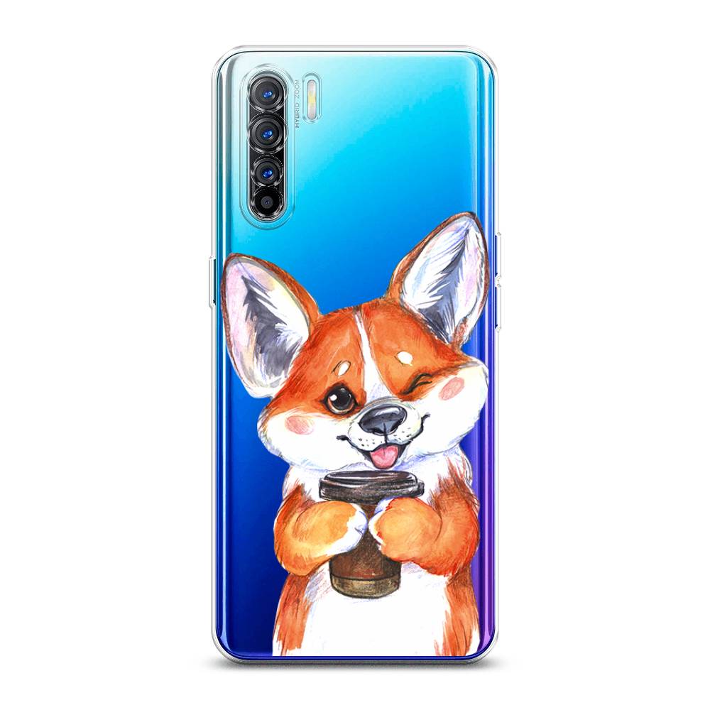 

Чехол на Oppo A91 "Корги с кофе", Оранжевый;белый, 252450-4