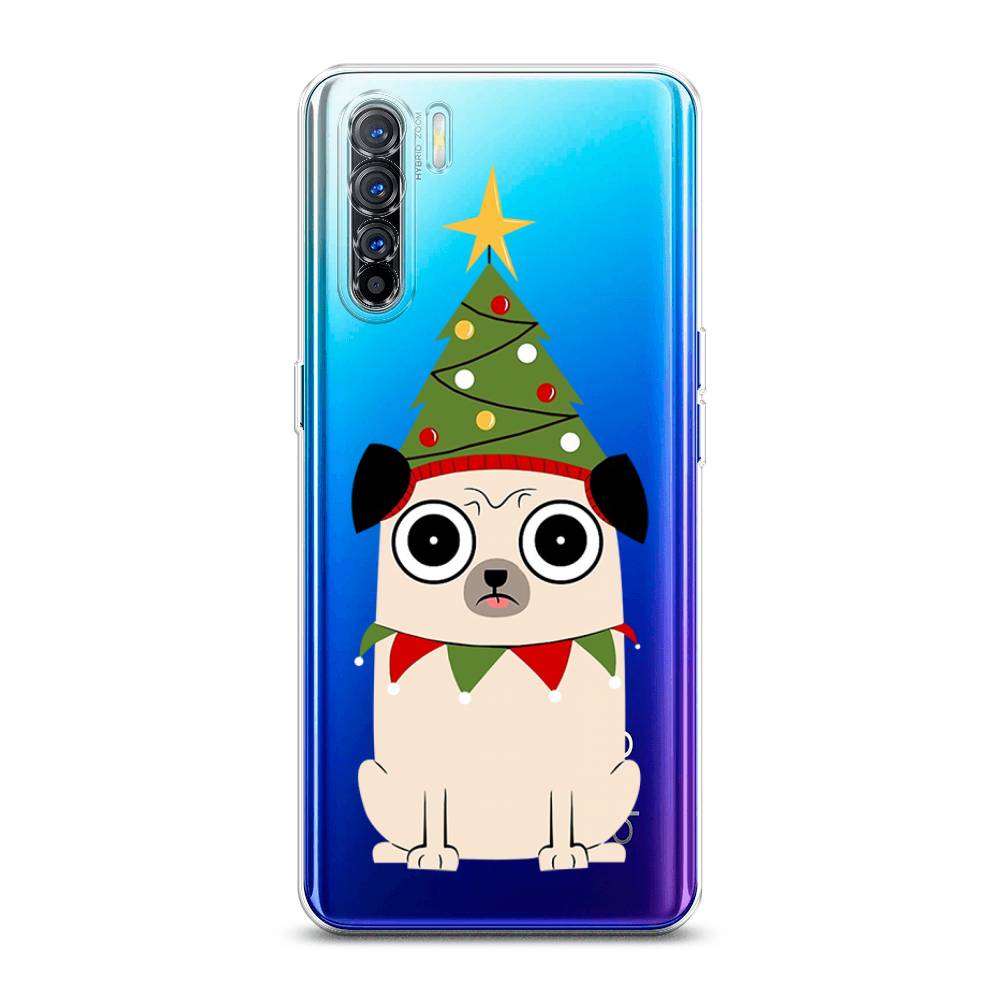 

Чехол на Oppo A91 "Собачка с ёлочкой", Бежевый;красный;зеленый, 252450-1