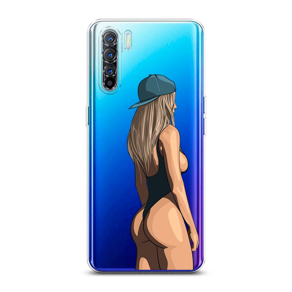 

Чехол на Oppo A91 "Девушка в черном купальнике", Зеленый;бежевый;черный, 252450-6