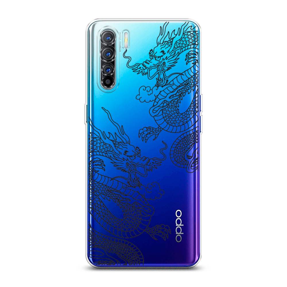 

Чехол на Oppo A91 "Два китайских дракона", Серый;черный, 252450-1