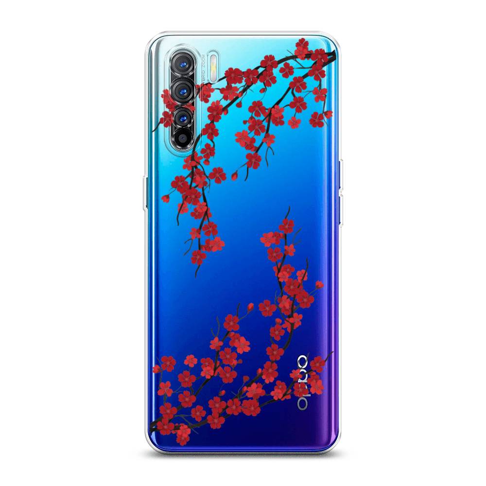

Чехол на Oppo A91 "Красная сакура", Красный;черный, 252450-2
